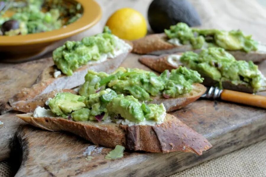 South African Style Guacamole and Cream Cheese Tartines